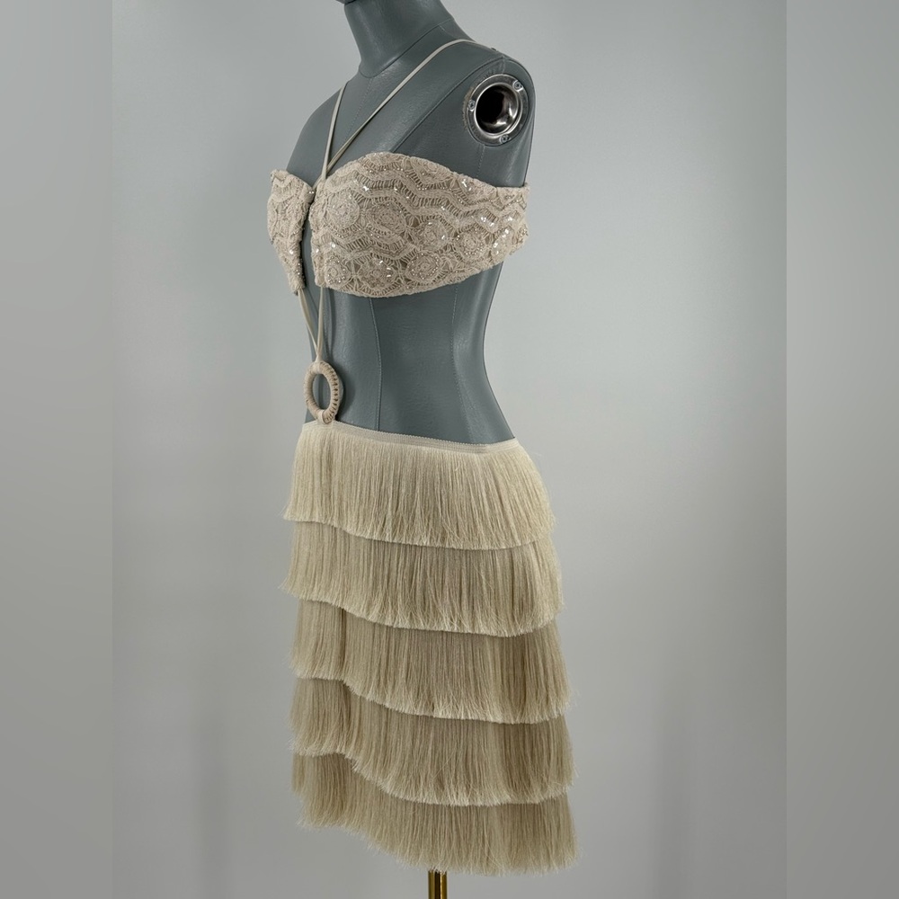 🆕 PATBO 🧿 NWOT Crochet Bloom Cut Out Mini Dress, Beige - Sz US 8 BR 40 - Picture 7 of 17